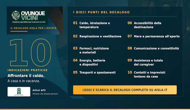 Il decalogo AISLA estate